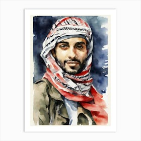 Watercolor Of A Man In A Scarf Art Print