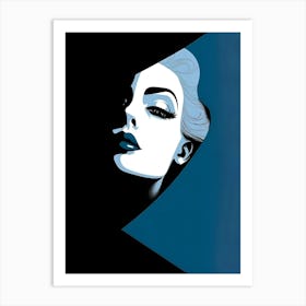 Woman With Blue Eyes Black background Art Print