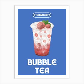 Strawberry Bubble Tea Kitchen Illustration Art Print