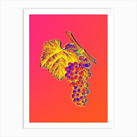 Neon Grape Vine Botanical in Hot Pink and Electric Blue n.0478 Art Print