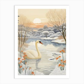 Winter Bird Painting Swan 3 Art Print