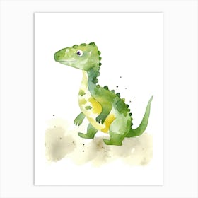 Baby Allosaurus Dinosaur Watercolour Illustration 1 Art Print