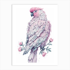Pink Cockatoo Painting (2) Art Print