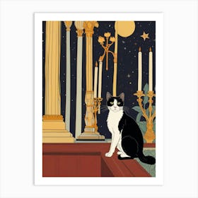 Cat In The Moonlight 1 Art Print