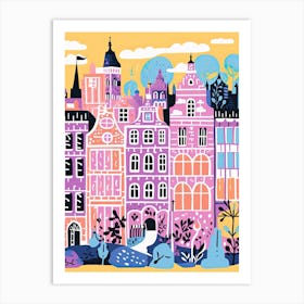 Copenhagen In Risograph Style 1 Art Print