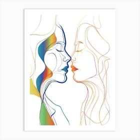 Abstract Women Faces In Line 5 Art Print