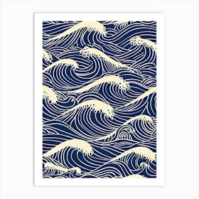 Sea Wave Pattern, Blue Art Print