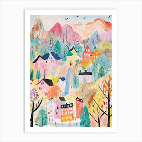 Seoul, Dreamy Storybook Illustration 1 Art Print