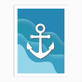 Blue Sea Anchor Art Print