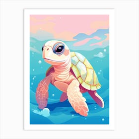 Dreamy Sea Turtle Digital Illustration Art Print