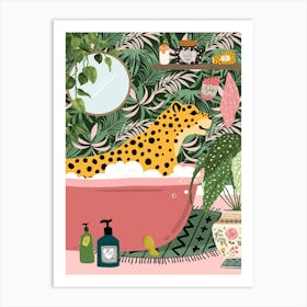 Leopard In Bathtub Bathroom Affiche