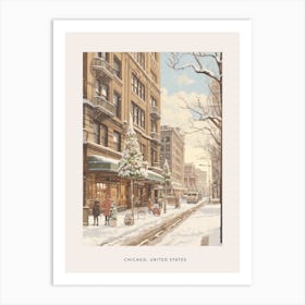 Vintage Winter Poster Chicago Usa 1 Art Print