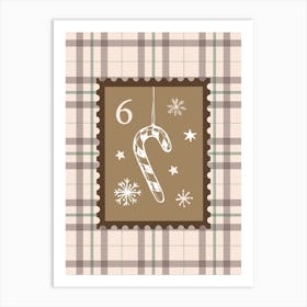 Checkered Candy Cane Christmas Poster Art Print