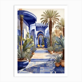 Blue Moroccan House Canvas Print Art Print