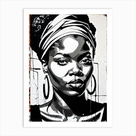 Vintage Graffiti Mural Of Beautiful Black Woman 43 Art Print