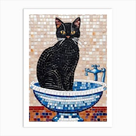 Black Cat In A Bowl 1 Art Print