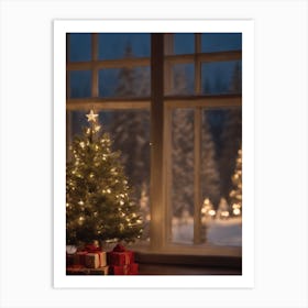 Christmas Tree In Front Of Window Art Print