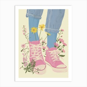 Pink Sneakers And Flowers 6 Art Print