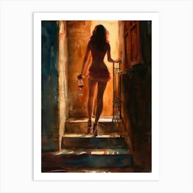 Girl With A Glass 1 Art Print