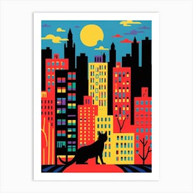 New York City, United States Skyline With A Cat 4 Art Print