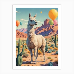 Llama In The Desert Art Print