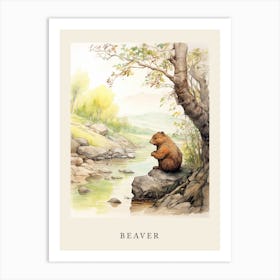 Beatrix Potter Inspired  Animal Watercolour Beaver 3 Art Print
