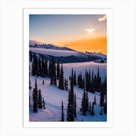 Les Trois Vallées, France Sunrise Skiing Poster Art Print