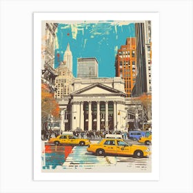The New York Public Library New York Colourful Silkscreen Illustration 1 Art Print