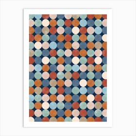 Polka Dots in Terracotta and Blue Art Print