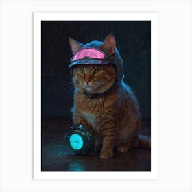 Cat In A Helmet 1 Art Print