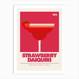 Strawberry Daiquiri, Cocktail Print (Deep Pink) Art Print