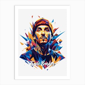 Travis Barker Blink 182 03 Portrait Music Icon WPAP Pop Art Style Art Print