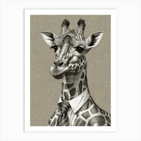 Giraffe In Business Suit Art Print