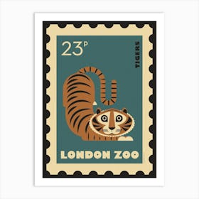 London Zoo Stamp Tiger Kids Art Print Art Print