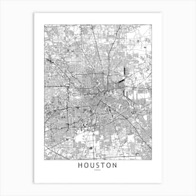 Houston White Map Art Print
