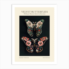Velvet Butterflies Collection Dark Butterflies William Morris Style 3 Art Print