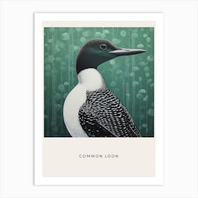 Ohara Koson Inspired Bird Painting Common Loon 2 Poster Art Print