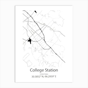 College Place,United States Minimalist Map 1 Art Print