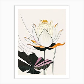 American Lotus Abstract Line Drawing 3 Art Print