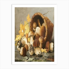 Mushrooms In A Basket Art Print