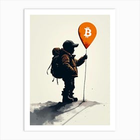 Bitcoin Kid Holding a Balloon Art Print