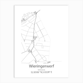 Wieringerwerf,Netherlands Minimalist Map Art Print