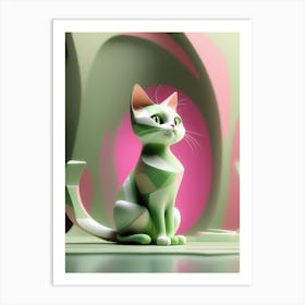 3d Cat Art Print