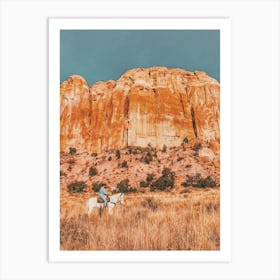 Cowboy Looking For Cattle Art Print