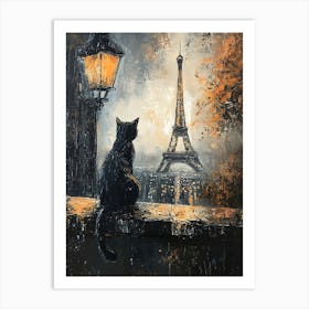 Black Cat In Paris 3 Art Print