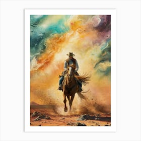 Cowboy On Horseback 1 Art Print