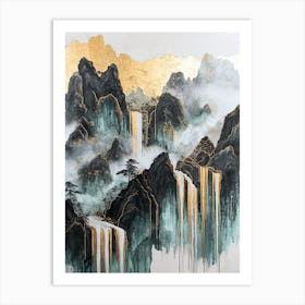 Manaslu Golden Peaks - Mystic Flow Art Print