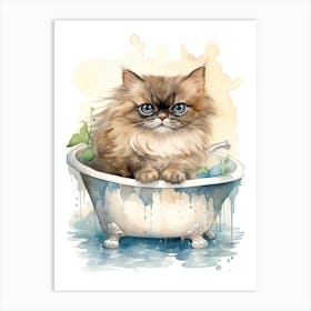 Himalayan Cat In Bathtub Bathroom 1 Art Print
