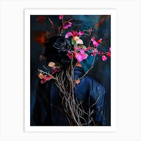 Woman With Flowers On Her Head 11 Art Print