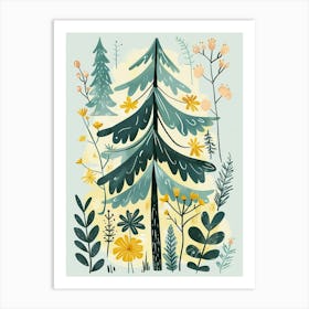 Douglas Fir Tree Illustration Flat 2 Art Print